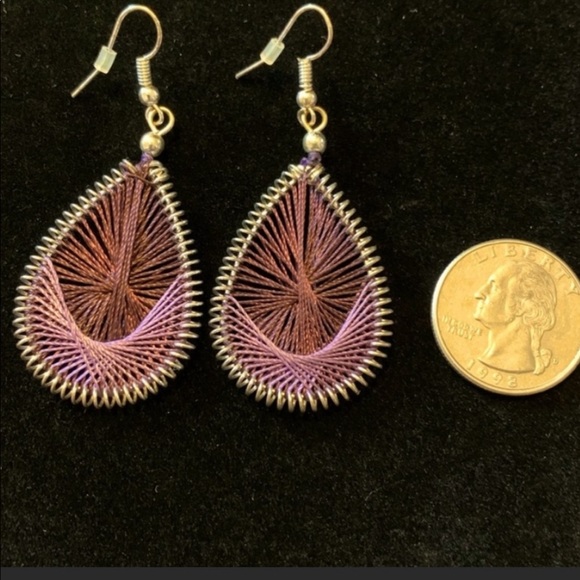 Silver & Purple string teardrop earrings. Bundle & Save - Picture 4 of 4